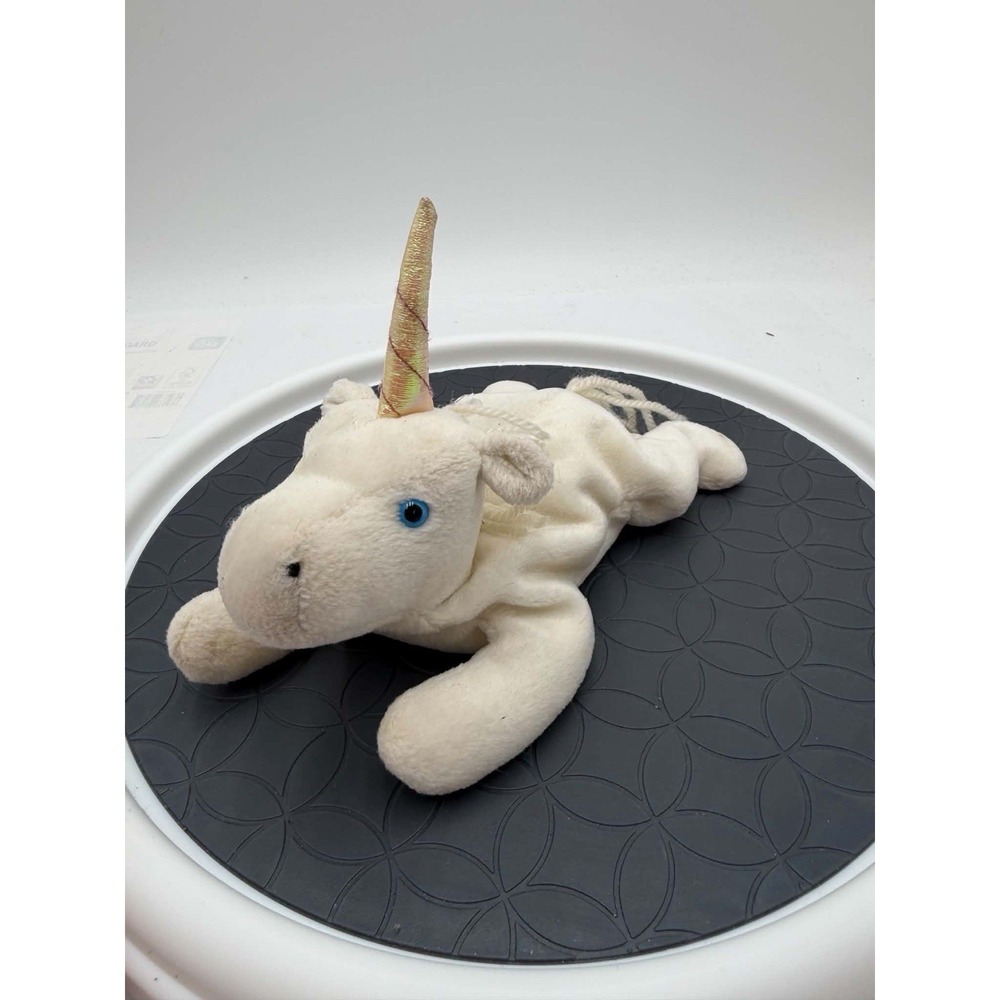TY Beanie Baby Mystic Unicorn Iridescent Horn White Plush No Hang Tag 8"